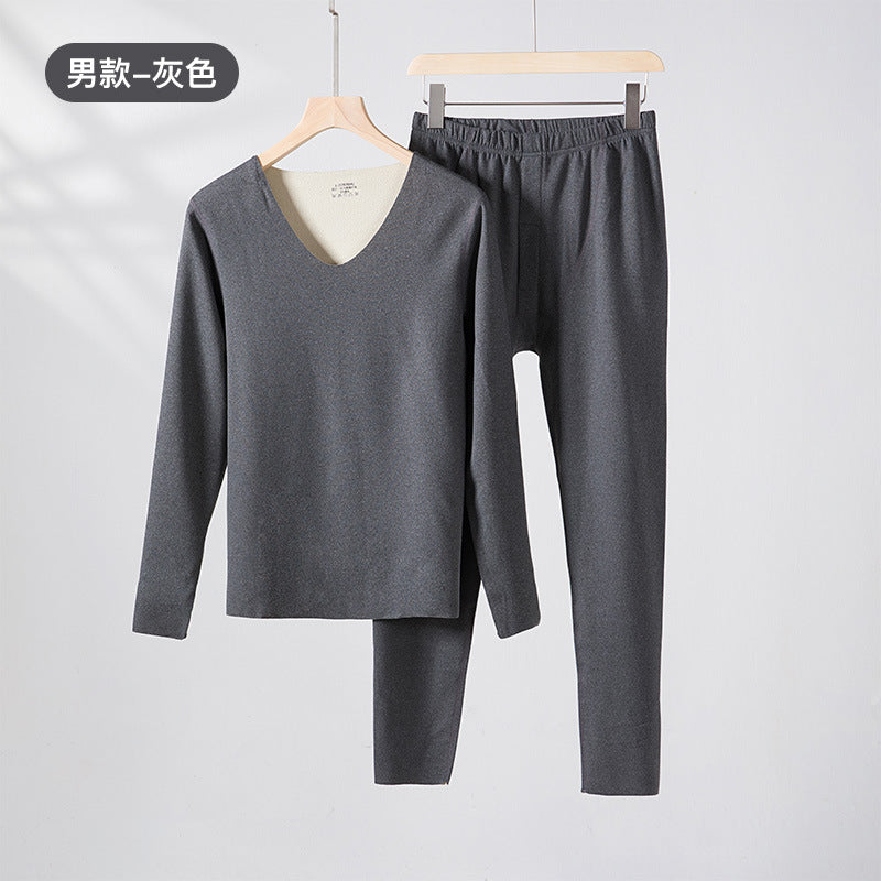 A autumn and winter silk wool thermal underwear female couple German velvet heating thickened primer long johns set wholesale - Mixbatch