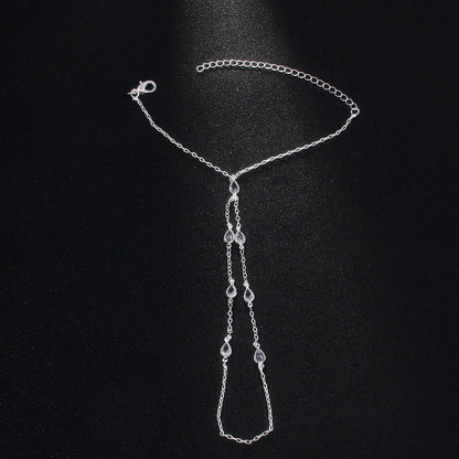 A hot-selling personality horse eye finger bracelet national style metal chain finger chain rhinestone hand chain hand chain - Mixbatch