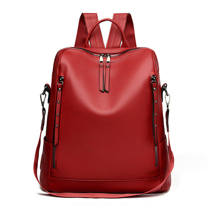 A Women's Soft Leather Backpack Large Capacity Student School Bag Computer Backpack Fashion Crossbody Backpack