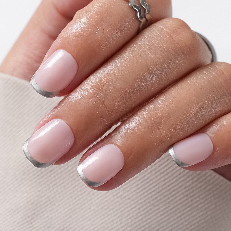 A cross-border explosion European and American style nail piece with diamond long square French manicure three-dimensional love broken diamond wearing nail wholesale - Mixbatch