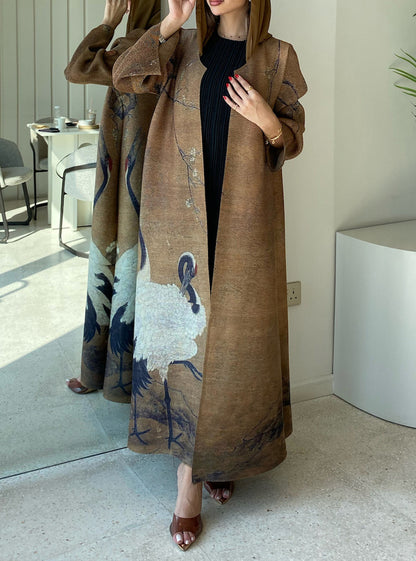 A  Pleated robe print cardigan women's clothing