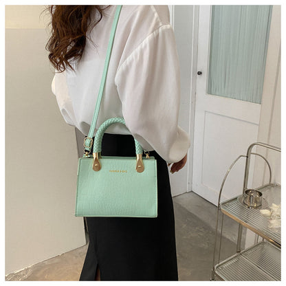 A Fashion Small Square Bag Women's Stone Pattern Woven Shoulder Crossbody Casual Women's Bag Approved - Mixbatch