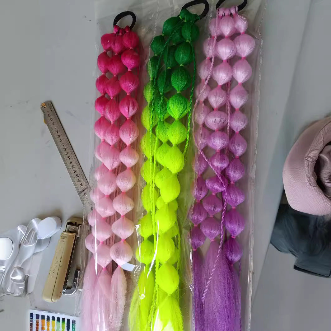 A [Children's New Products] Girls twist ponytail lantern bubbles, stage drama New Chinese ponytail Internet celebrity braids - Mixbatch