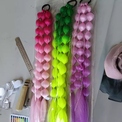 A [Children's New Products] Girls twist ponytail lantern bubbles, stage drama New Chinese ponytail Internet celebrity braids - Mixbatch