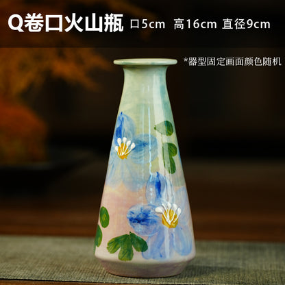 A Jingdezhen handmade oil painting vase dried flower home decoration TV cabinet ornament wine cabinet TV cabinet ceramic flower device