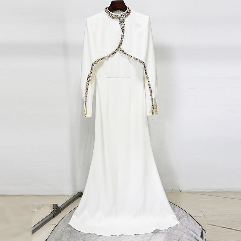 A Heavy Industry Bead Diamond Shawl Sleeve and Floor Long