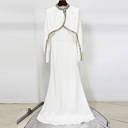 A Heavy Industry Bead Diamond Shawl Sleeve and Floor Long