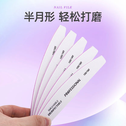A Nail art tool nail file, white sandpaper grinding strip, half-month double-sided washable wear-resistant nail rubbing strip wholesale - Mixbatch