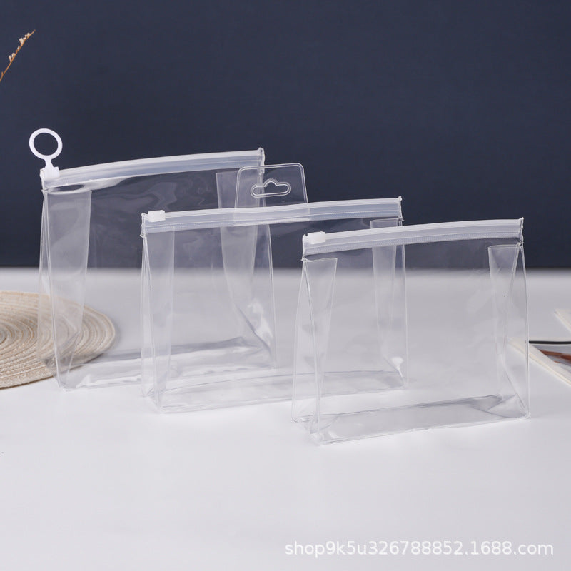 A transparent matte pvc zipper bag, cosmetic skin care tool storage bag, transparent jewelry packaging bag
