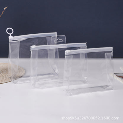 A transparent matte pvc zipper bag, cosmetic skin care tool storage bag, transparent jewelry packaging bag