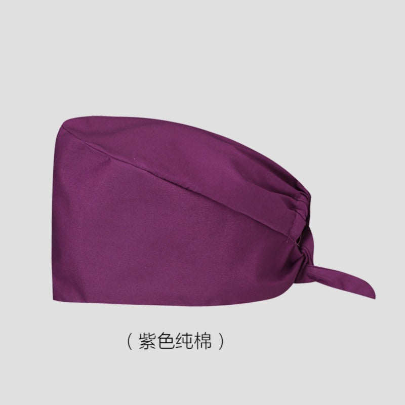 A Cross-border surgical cap Cotton solid color nurse operating room cap Sweat-absorbing and windproof confinement cap Dental dentist cap