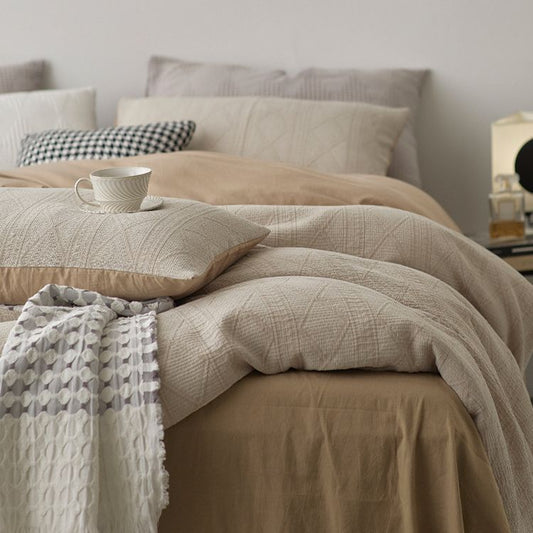 American retro jacquard丨Double yarn four-piece set of cotton cotton sheets quilt covers, light luxury high-end autumn bedding 3.0kg - Mixbatch