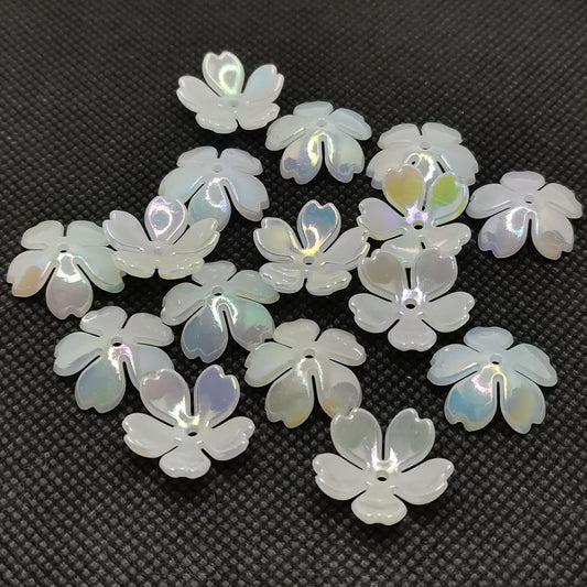 A electroplated color large five-piece small flower ab color plastic flower 18mm handmade DIY material new hair accessories - Mixbatch