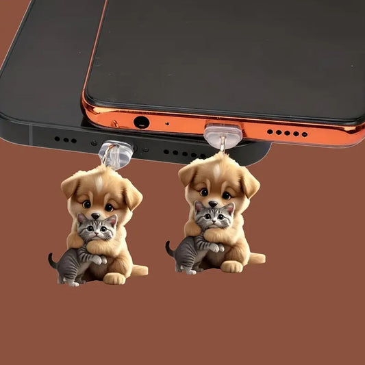 A cute puppy acrylic mobile phone dust plug is suitable for Apple mobile phone charging interface and Type-c interface