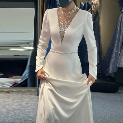 A banquet evening dress temperament white dress