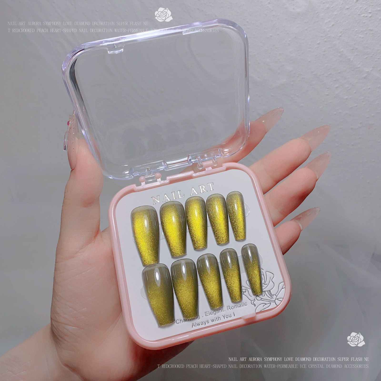 A new nail art wear nail spar cat eye flash diamond nail patch wear nail handmade nail art fake nail wholesale - Mixbatch