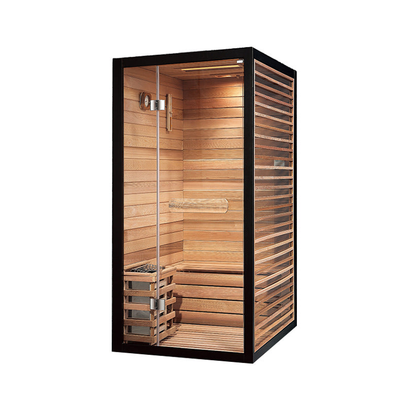 A indoor wood sauna