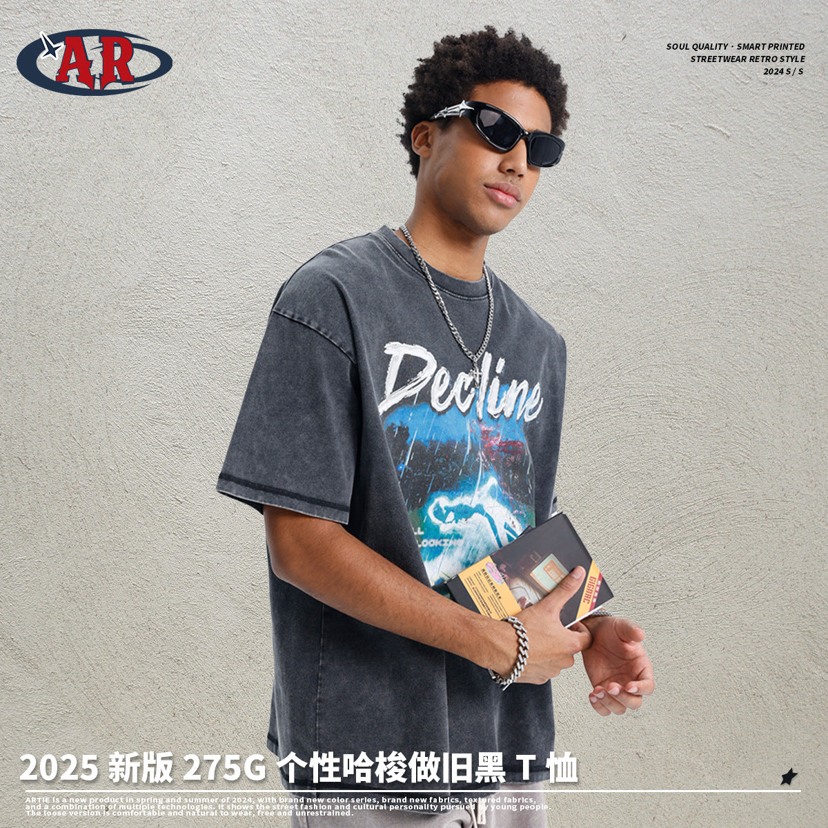 A Batik print T-shirt Men's short sleeve