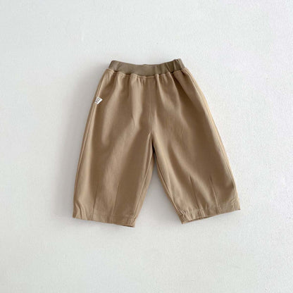 A Children's Spring/Summer Solid Color Casual Pants Baby Woven Cotton Wide Leg Pants for Boys and Girls Korean Edition Outgoing Pants with Open Crotch - Mixbatch