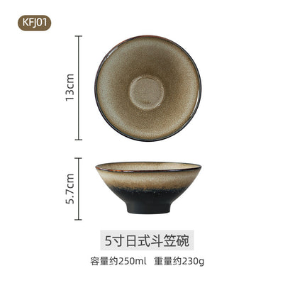 A Japanese-style kiln-changed retro coffee gold creative ceramics simple high-end light luxury cup, bowl, plate and tableware combination set