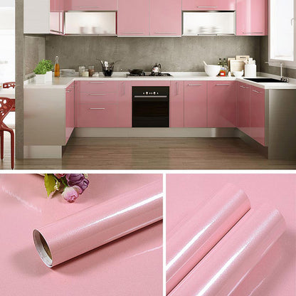 A cabinet self-adhesive sticker furniture renovation waterproof thickened paint wallpaper pearlescent cabinet room wardrobe solid color pvc wallpaper