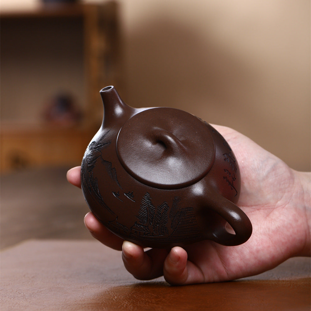 A Purple clay purple clay pot teapot tea set