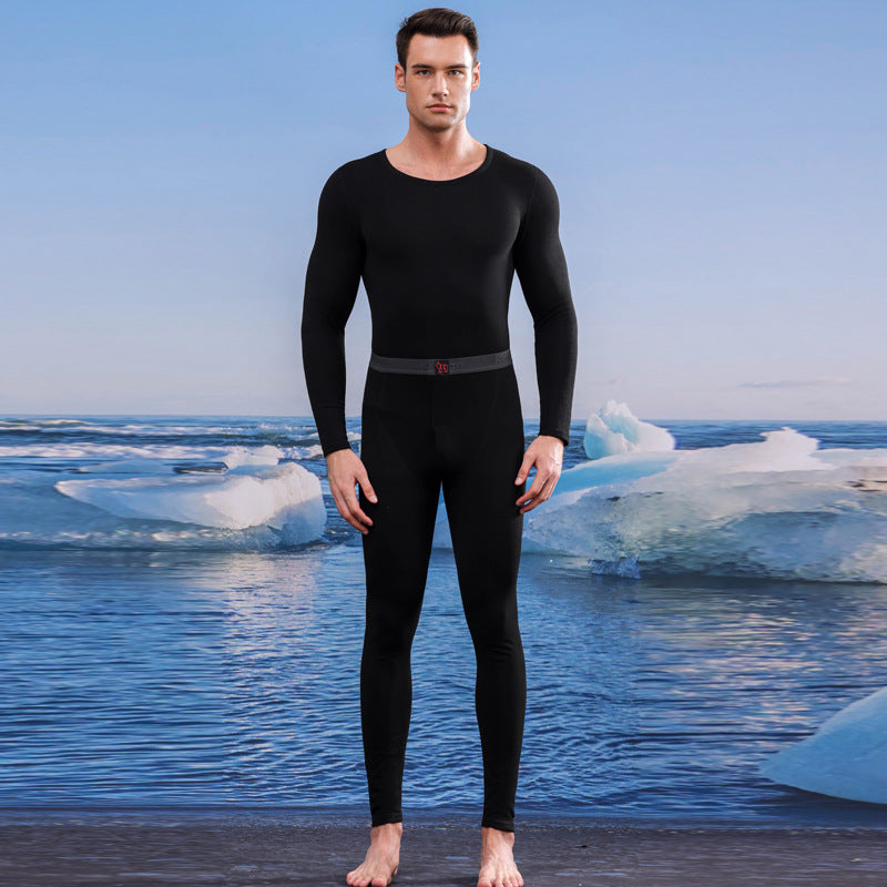 A autumn and winter silk wool thermal underwear female couple German velvet heating thickened primer long johns set wholesale - Mixbatch