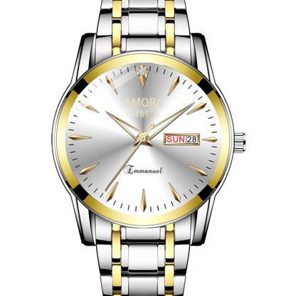 A business waterproof automatic quartz watch luminous double calendar movement men's Korean version fashion watch wholesale delivery - Mixbatch