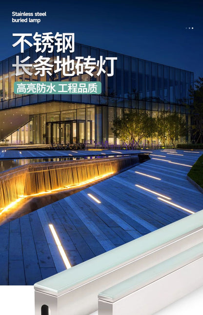 A Outdoor waterproof long floor tile light Underground lighting Lane pre-buried line light Embedded led step buried light