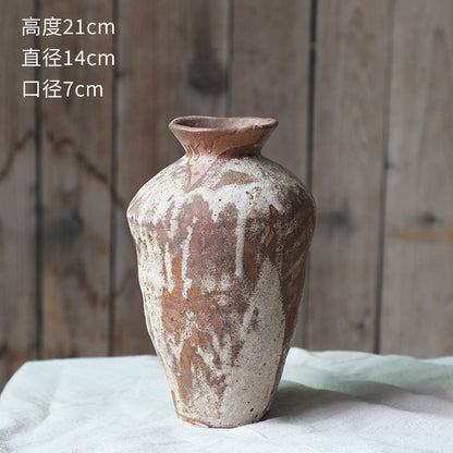 A wabi-sabi wind ceramic vase coarse pottery vase flower arrangement retro nostalgic handmade B & B hotel zen ornament new Chinese style