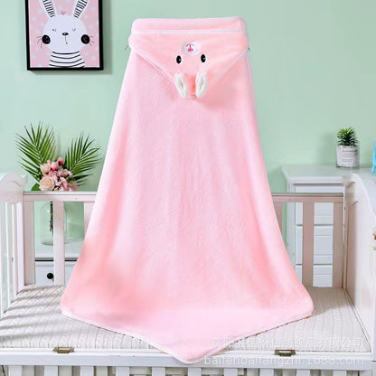 Coral velvet quilt children's absorbent hooded cartoon bath towel - Mixbatch