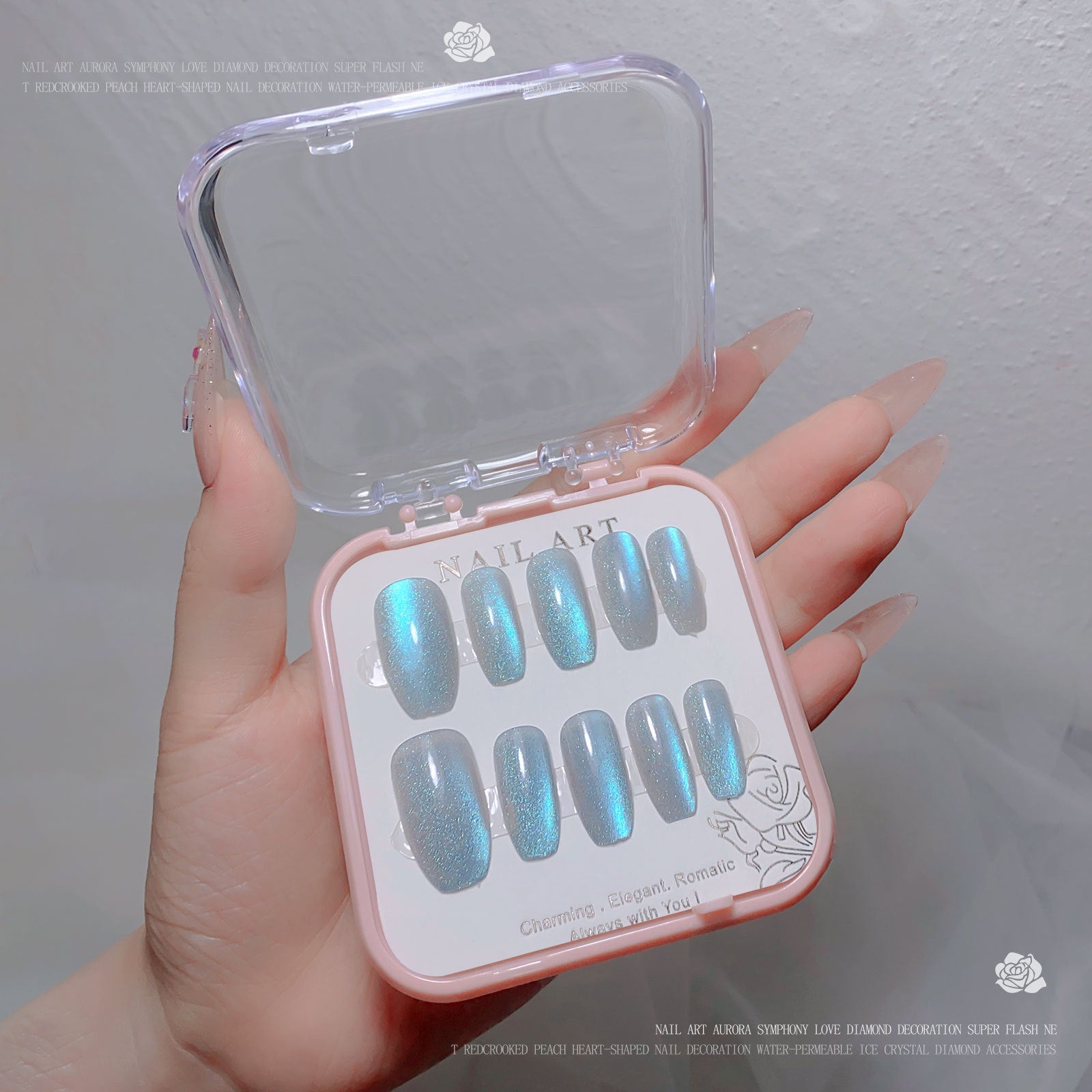 A new nail art wear nail spar cat eye flash diamond nail patch wear nail handmade nail art fake nail wholesale - Mixbatch