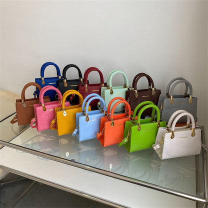 A Fashion Small Square Bag Women's Stone Pattern Woven Shoulder Crossbody Casual Women's Bag Approved - Mixbatch