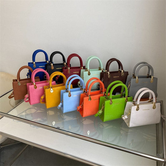 A Fashion Small Square Bag Women's Stone Pattern Woven Shoulder Crossbody Casual Women's Bag Approved - Mixbatch
