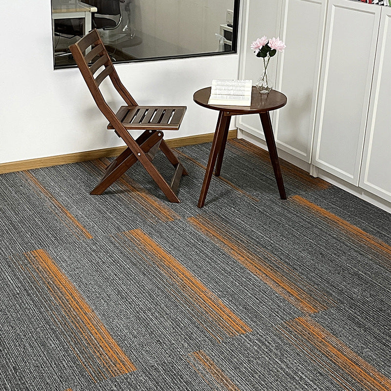 A Office  Building Meeting Room Fire Resistant Dirt Resistant Flame Retardant Environmental Protection Grey Striped Square Splicing B1 Fire Carpet