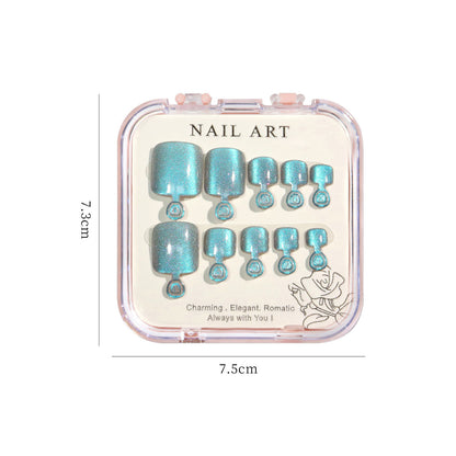 A manicure handmade wear nail spar cat eye flash drill foot nail patch wear nail foot manicure fake nail wholesale - Mixbatch