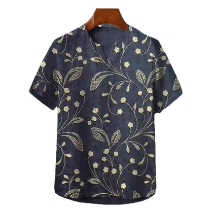 A Printed Short Sleeve V-Neck Shirt