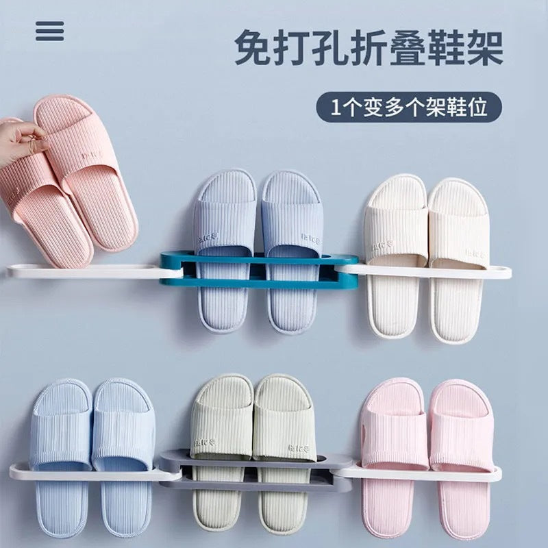 رف تعليق قابل للطي للنعال في الحمام، لا يتطلب ثقبًا. 