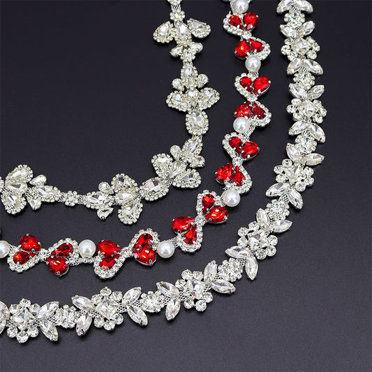 A rhinestone chain diamond jewelry fancy welding drill chain hand seam drill metal chain accessories horse eye drill claw chain DIY accessories - Mixbatch