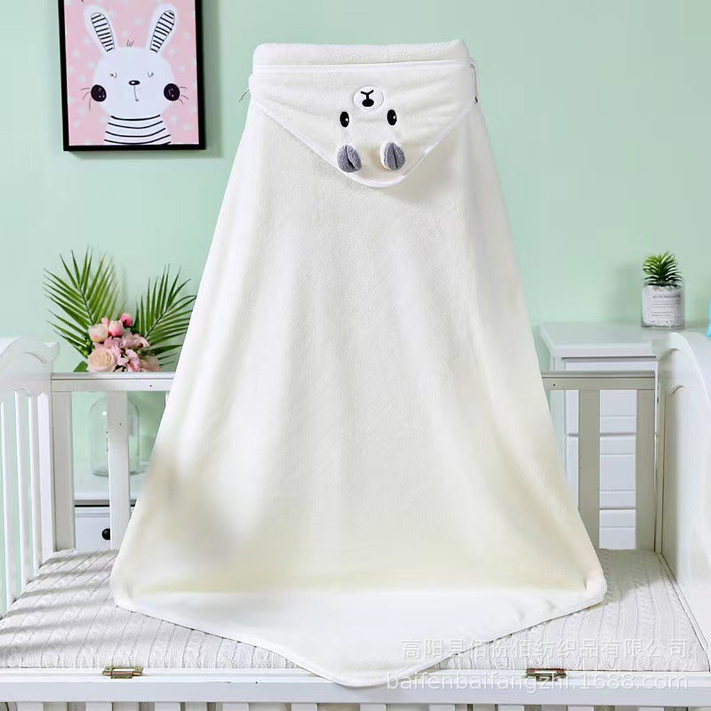 Coral velvet quilt children's absorbent hooded cartoon bath towel - Mixbatch