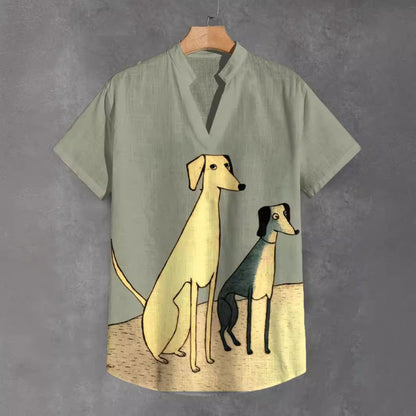 A Printed Short Sleeve V-Neck Shirt