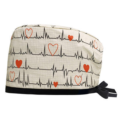 A Cotton Printed Surgical Cap Adjustable Women's Long Hair Baotou Cap Dentist Stomatology Clinic Frosted Cap Men's Foreign Trade