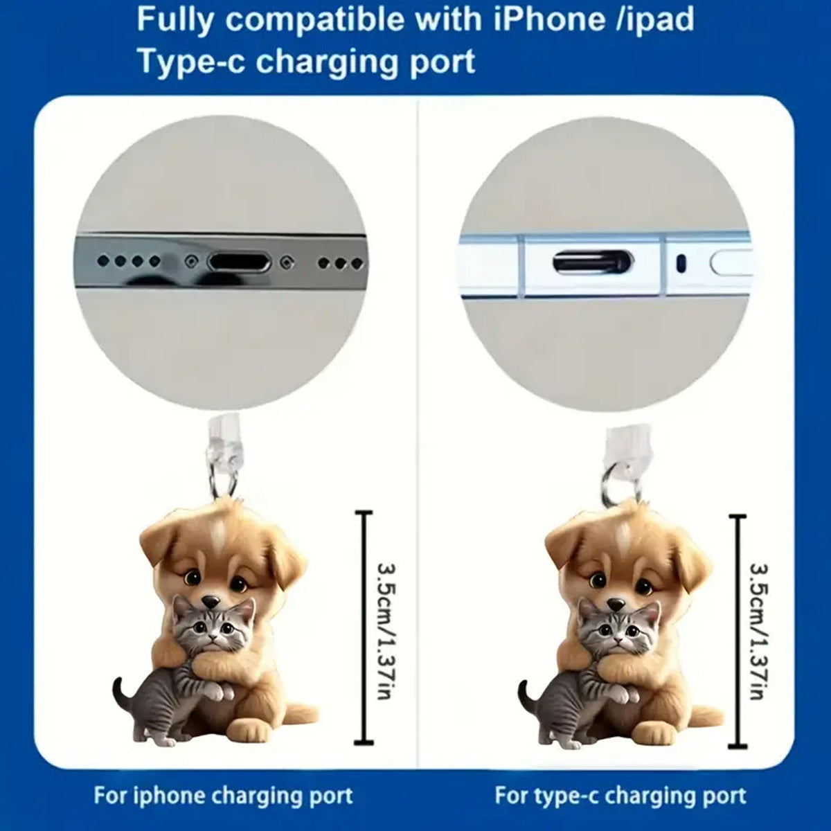 A cute puppy acrylic mobile phone dust plug is suitable for Apple mobile phone charging interface and Type-c interface
