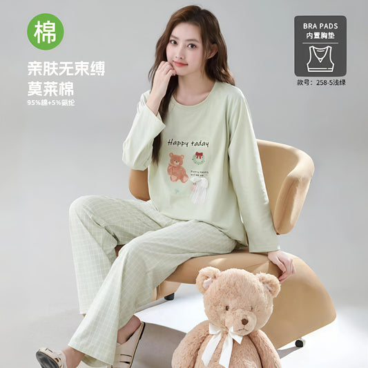 A cotton long-sleeved pajamas