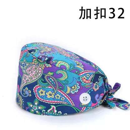A Cross-border surgical cap Cotton solid color nurse operating room cap Sweat-absorbing and windproof confinement cap Dental dentist cap