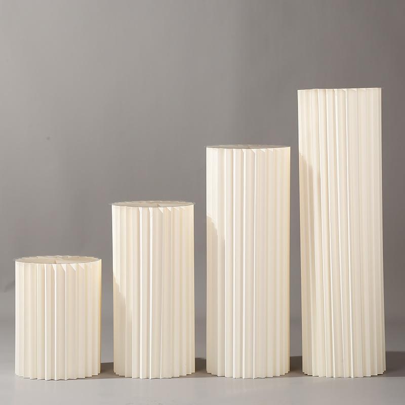 A Dessert Table Display Stand Wedding Folding Cylinder Paper Roman Column Folding Ornament Shopping Mall Window Birthday Party Arrangement