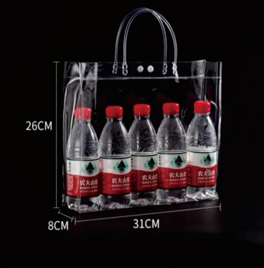 A Spot plastic pvc tote bag, transparent gift packaging bag, milk tea with hand gift, hi candy, portable pvc packaging bag