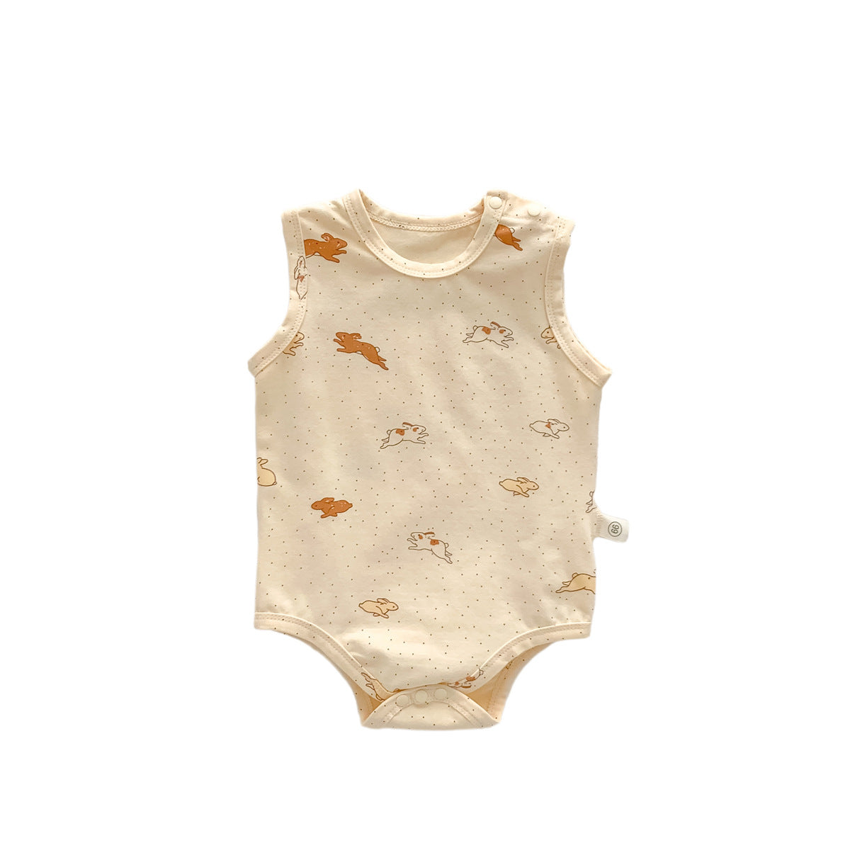 A baby and toddler summer thin boneless vest with buttocks and jumpsuit ins Nordic rabbit floral print sleeveless crawling suit - Mixbatch