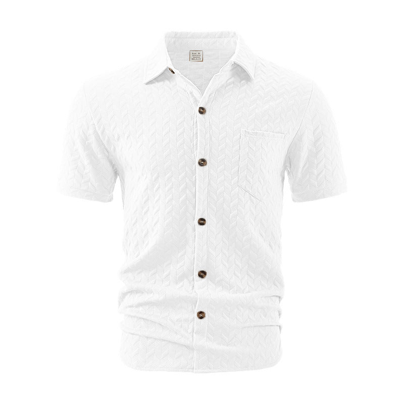 A Men's Solid Color Short Sleeve Shirt