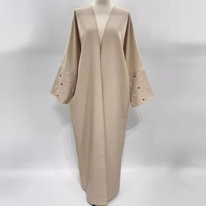 Love embroidered cardigan robe middle east muslim arabic women's dress outside draped gown embroidered - Mixbatch
